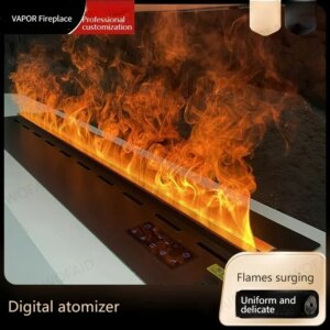 3-Sided LED Electric Fireplace Wall Mounted, 6+3 Flame Colors, APP Remote Control, Energy-Saving Stainless Steel Fire place