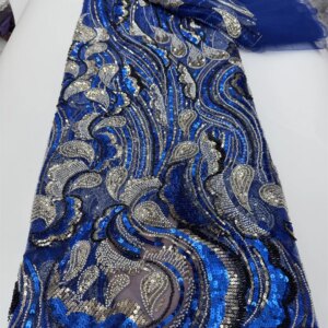 Luxury 2025 Nigerian Beaded Lace Fabric Hand Beaded Lace Fabric Luxury French Embroidery Beads Lace Fabric For Wedding Sewing