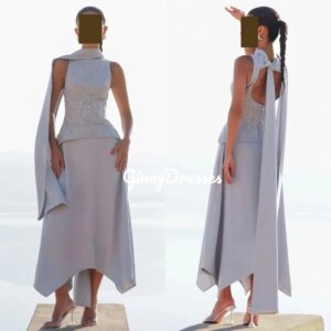 Customized Wedding Dress A-Line Scoop Neckline Floor-Length Luxury Evening Dresses Beadings Zipper Up Sleeveless فساتين سهرة