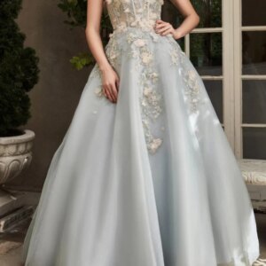 Customized Elegant Silver Grey Prom Dress A Line Flower Floor Length Women Formal Evening Dess Wedding Party Gown Robe De Soiree