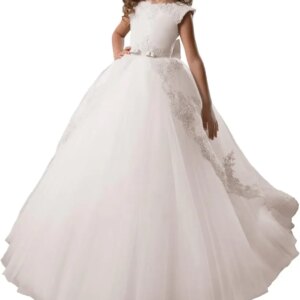 Tulle Ball Gown Girls Dresses for Party and Wedding  Princess Dress Fancy Flower Girl Dress Long Lace Pageant Puffy