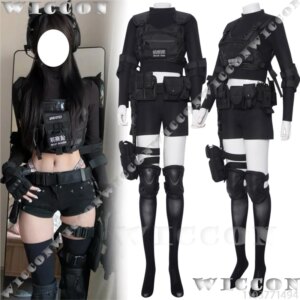 ACG Armed Girl Cosplay Covered Face Uniform All Black Outfit Anime Costume Cat Ears Sexy Women Comic Con Holloween Customized