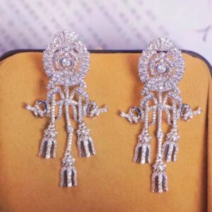 Tassel Earring For Women Fine Jewelry Vintage Style 925Sterling Silver With Cubic Zirconia Elegant Female Gift Wedding Party