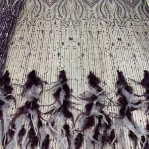 African 3D Feather Net 2024 Luxury Handmade Beads Sequins Groom Nigerian Lace Tulle Fabrics Wedding Party Dresses