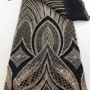 African Handmade Beaded Embroidered Lace Fabric 2025 Groom Nigerian French Sequin Net Lace Tulle Fabric Evening Dress Sewing