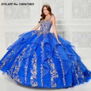 EVLAST Customized Royal Blue Quinceanera Dress Ball Gown Lace Applique Beading Ruffles Corset Sweet 16 Vestido De 15 Anos SQ260