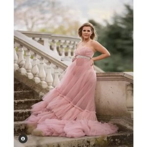 Charming Ruffles Tulle Maternity Gown Photoshoot Photographie de vêtements de maternité vestidos para embarazadas Douche de bébé
