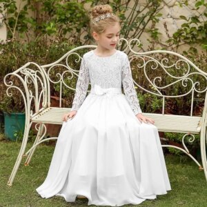 Boho Chiffon Flower Girl Dress A-line White First Communion Bridesmaid Dresses Wedding Party 2-12 Years Princess Dress
