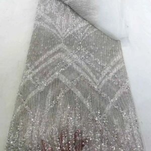 African Lace Fabric 2025 Heavy Sequins Beaded Embroidery Nigerian Bridal High Quality French Tulle Lace Fabric For Wedding Party