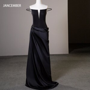 Customized Mermaid Black Dresses Elegant Women Strapless Evening Gown Elegant Sfy82