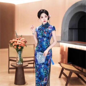 New cheongsam Chinese style elegant temperament long performance dress
