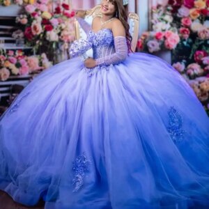Customized Lavender Purple Off Shoulder Quinceanera Dres applique Tull Lace Big Bow vestidos de 15 Quinceanera 