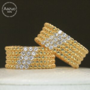 Aazuo Luxury Jewelry 18K Solid Yellow Gold Real Natural Diamonds 0.45ct Lines Ring Gift For Woman Engagement Party Au750