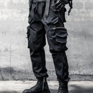 Niche Heavy Industry Functional Three-Dimensional Pocket Overalls Men’s Dark Loose Zip Paratrooper Pants Pu Shuai Tactical