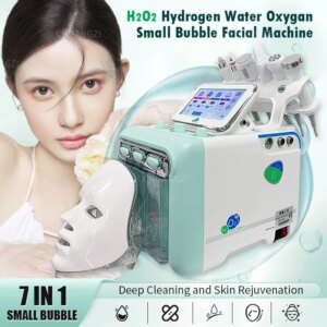 Hot Upgrade 7 in 1 Small Bubble Skin Care Tools Ultrasonic RF Hydra Deep Facial Pore Clean Facial Massage Machine