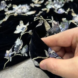 Real Silk Fabric Embroidered Velvet New Chinese Clothing Designer Fabric