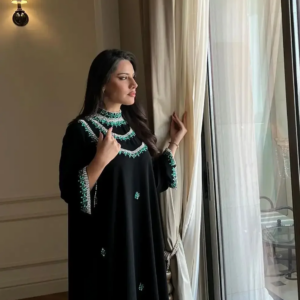 Customized Saudi Arabic Prom Dresses Beads Long Sleeves Black Formal Women Evening Dresses Wedding Party Gowns vestidos de gala