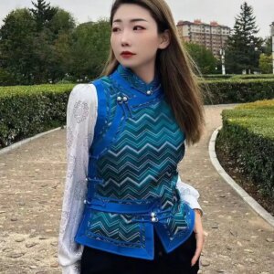 Zhongma Niche Sewing Thickened Style Handmade Lining Mongolian Small Belt New Vest Ethnic Clip Features
