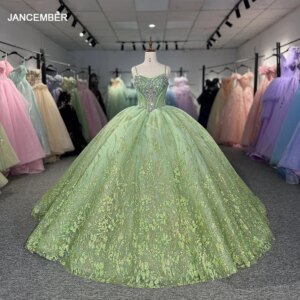 Glitter Tulle Quinceanera Dresses Spaghetti Straps Sweet 16 Princess Ball Gowns Customized Lace Applique Vestidos De 15 Años