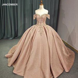 Pink Off The Shoulder Quinceanera Dresses Tulle Tiered Beading Pageant Lace Up Vestido De 15 Años Customized Princess Ball Gown