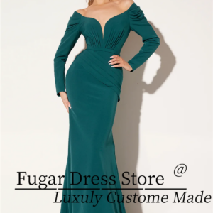 Elegant Green High-end Mermaid Evening Dress Sequined Shiny Prom Gowns With Draped Robe De Soiree Graduation Party Dress 2024