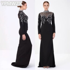 Customized Prom Gown Evening Formal Dress Party Occasion YPMWZX High Collar A-line Floor Length Skirts Bespoke Dresses