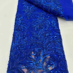 African Luxury Beaded Tulle Lace Fabric 2025 French Handmade Sequins Embroidery Lace Fabric For Women Party Dresses