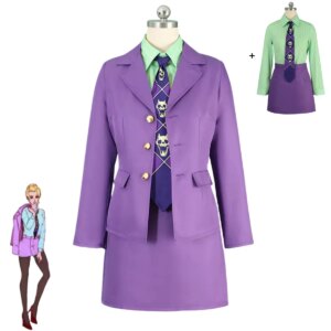 Kira Yoshikage Cosplay Costume Female  Purple Style Female Coat Shirt Skirt Woman Sexy Party Suit Anime JoJo’s Bizarre Adventure