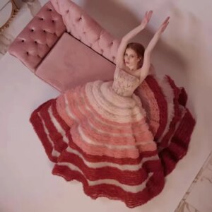 Dreamlike Colorful Handmade Flower Ruffles Trimmed Tutu Tulle Women Dresses To Event Prom Party Garden Wedding Bridal Dresses