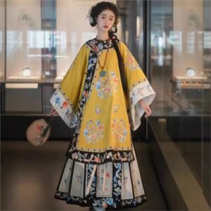 Han woman clothing Dynasty full Qing dress yellow printed skirt photo