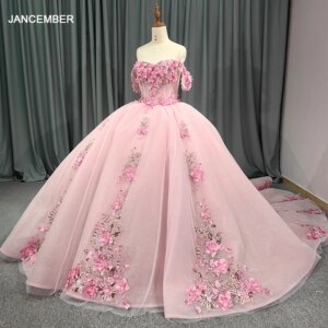 Jancember First-rate Exquisite Quinceanera Dresses Organza Sweetheart Short Sleeves Appliques Pearls فساتين Quinceanera DY5720
