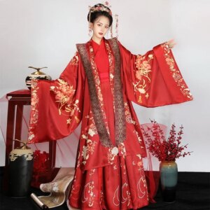 Ancient Costume Hanfu Women’s Wedding Dress Fengguan Xia Pi Full Set Of Waist-length Skirt Chinese Style Spring And Summer
