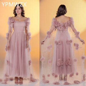 Customized Evening Dress Formal Party Occasion Women YPMWZX Scoop Neckline Column Floor Length Skirts Flower Bespoke Dr
