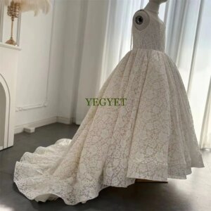 CustomizedElegant Ivory Flower Girl Dress Appliques Lace Princess Gown for Kids Wedding Birthday First Communion Party
