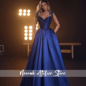 Royal Blue Beaded Tassel Halter Luxury women’s Evening Dresses 2025 Dubai Sweetheart Aline Celebrity Dress Prom gown Customized