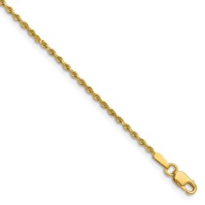 14K 16 inch 1.5mm Diamondcut Rope with Lobster Clasp Chain