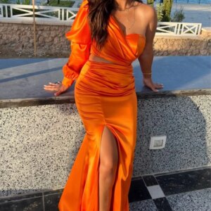 Customized Exquisite High Quality Modern Style Ruched Pleat A-line Long Dresses Prom Dresses Simple Fashion Classic Retro Matchi