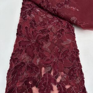 Latest Blue African Lace Fabric 2025 High Quality Sequins Groom Embroidery For Women Wedding Party Dress Mesh Beaded Lace Fabric