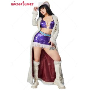 Miccostumes Women’s Anime Robin Cosplay Costume Bra and Miniskirt with Long Coat and Hat
