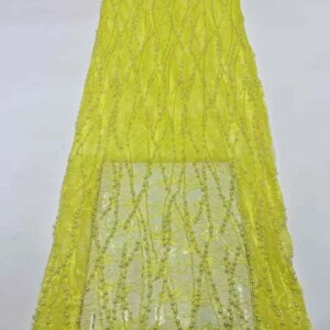 African 3D Beaded Fabric Sequins Embroidery 2025 High Quality French Tulle Beads Lace Fabric for Wedding Luxury Fashion 5 Yards