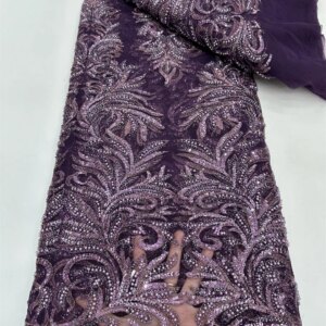 2025 High-End High Quality Luxury French Handmade Beaded Embroidery Lace Fabric African With Sequins Fabric For Wedding Dresses
