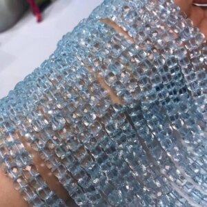 LOOSE BEADS sky blue Topaz SQUARE faceted 6mm  wholesale for DIY  jewelry necklace 25cm nature