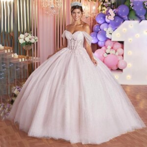 Princess Layered Quinceanera Dress for Girl Off the Shoulder Sweetheart Glitter Vestidos De 15 Quinceanera Customized
