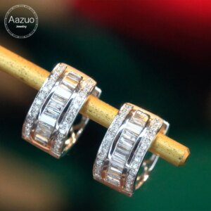 Aazuo 18K Solid White Gold Real Diamonds 0.56ct Fairy Baguette Hook Earring Gifted For Women Advanced Wedding Party Au750