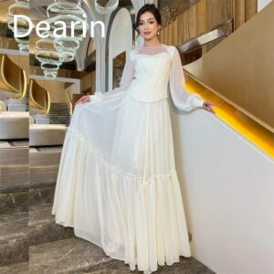 Customized Evening Dress Prom Gown Formal Women Dearin Scoop Neckline A-line Floor Length Skirts Fold Bespoke Occasion Dresses P