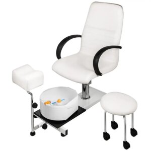 Adjustable Hydraulic Spa Pedicure Unit with Bubble Massage Footbath Easy Clean Design White