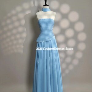 Customized فساتين سهرة A-Line Strapless Wedding Party Dress Floor-Length Dress Women Elegant Luxury Beadings Zipper Up Prom Dres