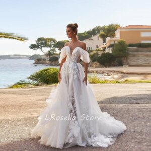 LRosella Wedding Dress Tulle Off-the-shoulder Short Sleeve A-line Elegant Exquisite style Luxury فساتي2024 with Sweep Train