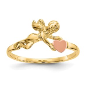 14K Twotone Angel Satin Heart Ring