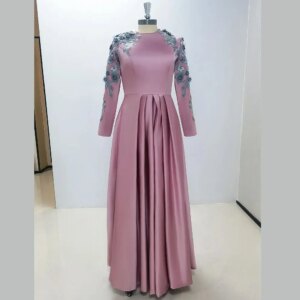 Elegant Long Sleeved A-Line Ankle Length Evening Dress New Fashion Female Formal Party Prom Gowns